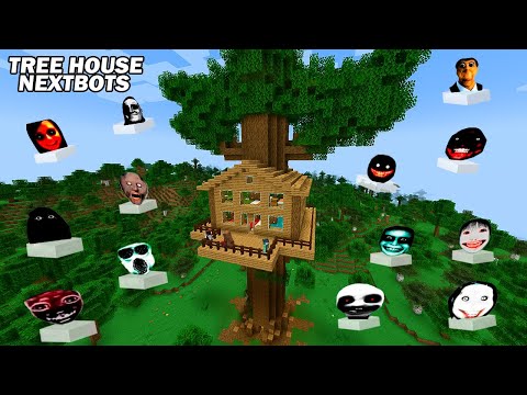 SURVIVAL TREE HOUSE PART 3 WITH 100 NEXTBOTS in Minecraft - Gameplay - Coffin Meme