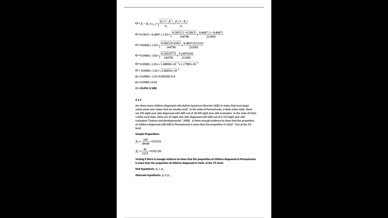 STAT 200 Week 6 Homework Problems, full solution guide, 100% correct pdf