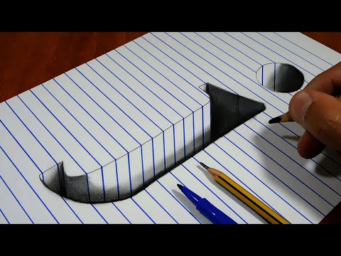 Drawing j Hole in Line Paper   3D Trick Art