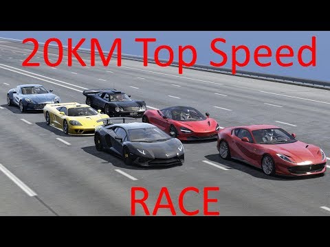 20Km Top Speed Race  / One-77,Aventador SV, Ferrari 812,Mclaren 720, CLK-GTR Supersport, Saleen S7