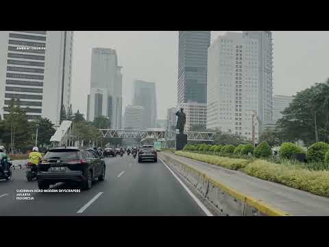 DRIVING JAKARTA INDONESIA 4K - SUDIRMAN ROAD MODERN SKYSCRAPERS - AMBIENT DRIVE TV