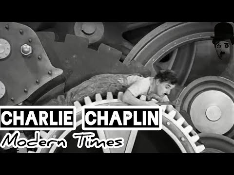 Charlie Chaplin swallowed by a factory machine _ modern Times (1936)