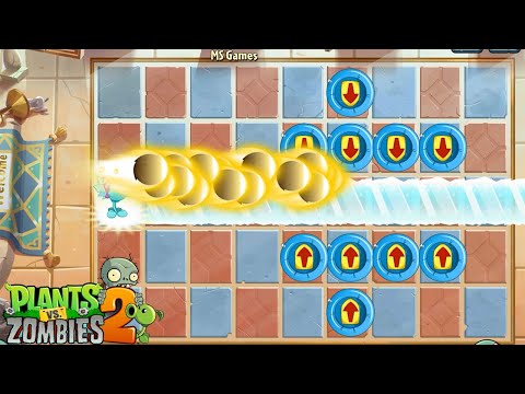 PvZ 2 Fusion - Every Plant Level 100 With Projectile Coconut Cannon Vs 100 Castle Head Zombie