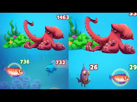 Fishdom ▶️ Small fish vs giant squid and predatory fish