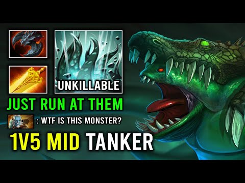 NEW 1v5 MID Monster Radiance Tidehunter Brutal AOE Smash Running At Everyone Dota 2