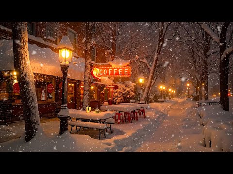 Winter Jazz Street Cafe ☕ Cozy Jazz Instrumental on a Quiet Winter Night for Relaxing & Unwinding