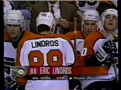 Philadelphia Flyers Eric Lindros 5th Season 1996-97 goals 1 2 3 4 5 6 7 8 9 Fights