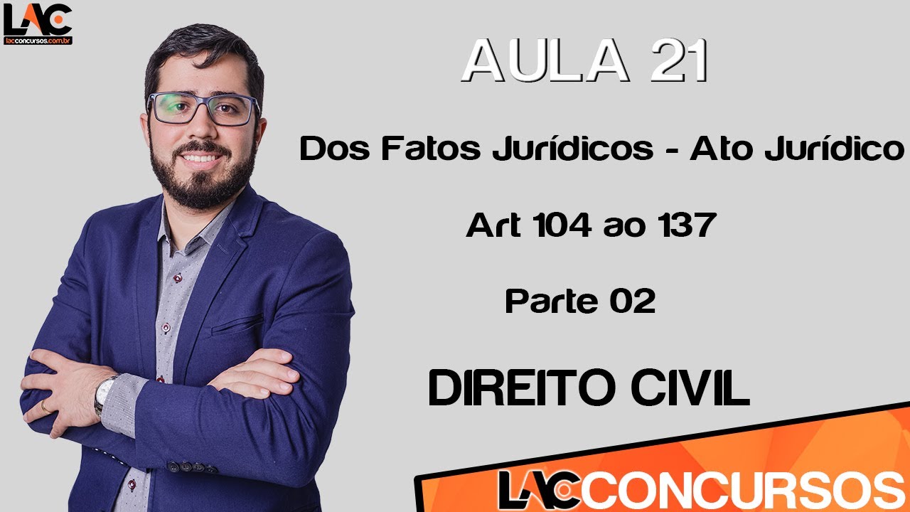 Aula 21 - Direito Civil - Dos Fatos Jurídicos - Ato Jurídico - Art 104 ao 137 - Parte 02