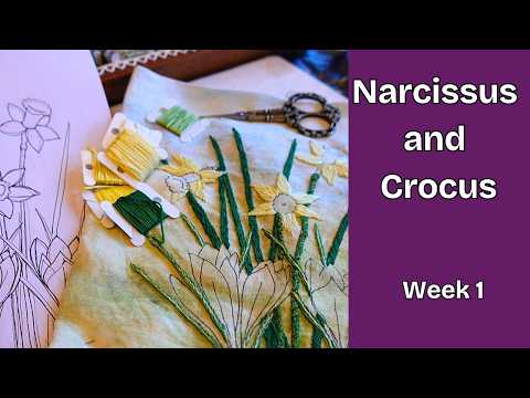 Hand Embroidery Flowers - Daffodils with Watercolor & Beautiful Stitches