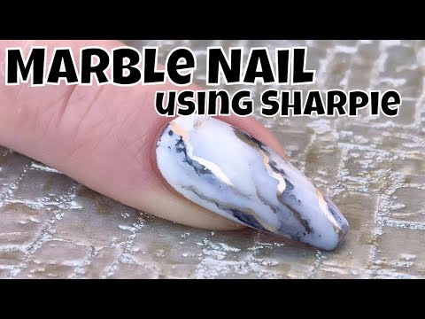 Marble Effect Nail using Sharpie