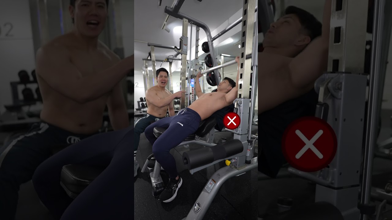 【インクラインスミスベンチプレス】How to do incline smith machine bench press（上部胸トレ）