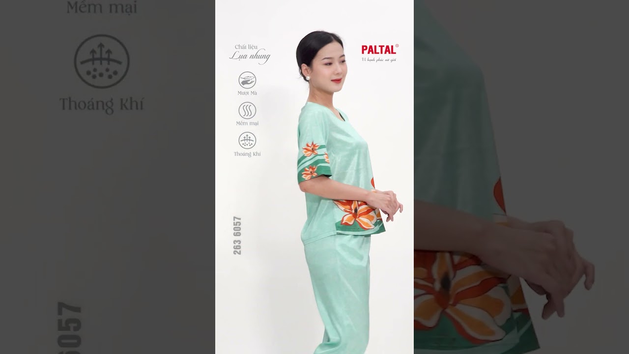 Set đồ bộ nữ kiểu quần dài tay ngắn chất lụa nhung 263p 6057