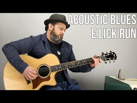 Acoustic Blues Guitar Lesson - Open Positon E Run and Licks