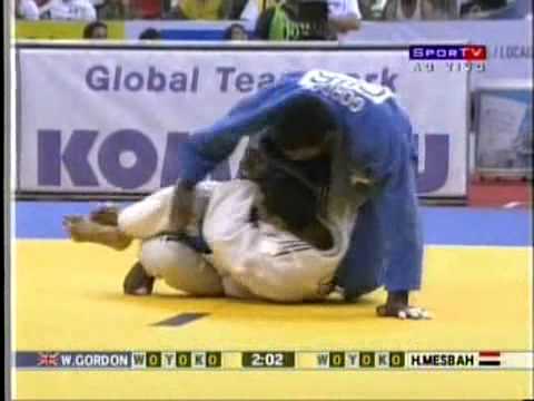 Mundial de Judo Rio 2007   Winston Gordon GBR vs  Hesham Mesbah BRA