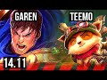 GAREN vs TEEMO (TOP) | Rank 7 Garen, 4/2/7, 500+ games | KR Master | 14.11