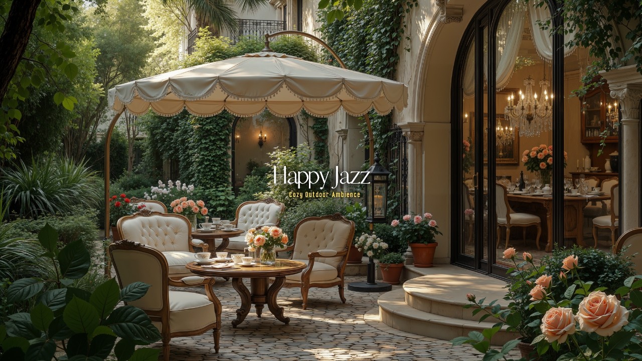 Begin Your Day With Gentle Jazz Outdoor | Cozy Jazz in Beautiful Garden For Happy Mood & Deep Focus