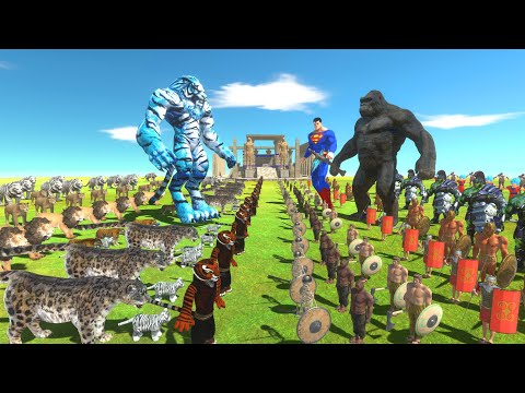 Felidae Team VS Unarmed Team + Melee Weapon Team - Animal Revolt Battle Simulator