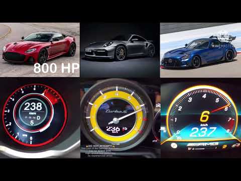 800 HP DBS Superleggera vs 992 Turbo S vs AMG GT Black Series 100-300 kmh race