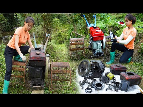 Restoration and maintenance of diesel engine tractors. restore old tractor to new | blacksmith girl