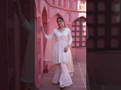 Sabah Black White Georgette Wholesale Designer Readymade Salwar Suit Catalog – product video thumbnail