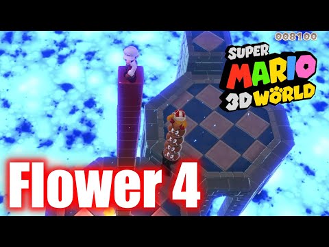 Super Mario 3D World - World Flower 4 - Faster Fort Fire Bros. - All Stars 100% Gameplay Walkthrough