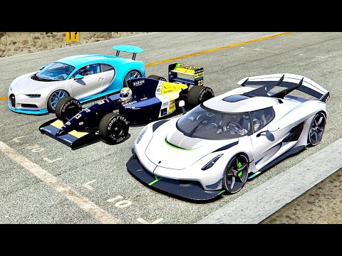 Koenigsegg Jesko vs Minardi F1 1991 vs Bugatti Chiron - Old Spa