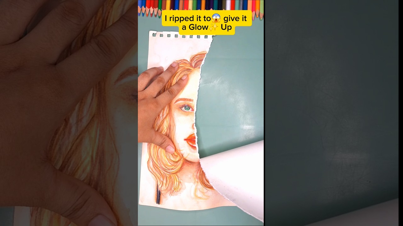 I Ripped my Old✨JULIA GISELLA✨Drawing😱and give it a✨GLOW UP✨ #youtubeshort #shorts #drawing
