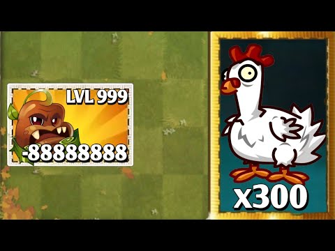 All Plant 999 Level VS 300 Chicken Zombies || Who Will Win || Pvz2