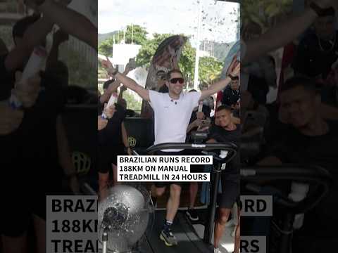 Video Thumbnail: Brazilian runs record 188 km on manual treadmill in 24 hours
