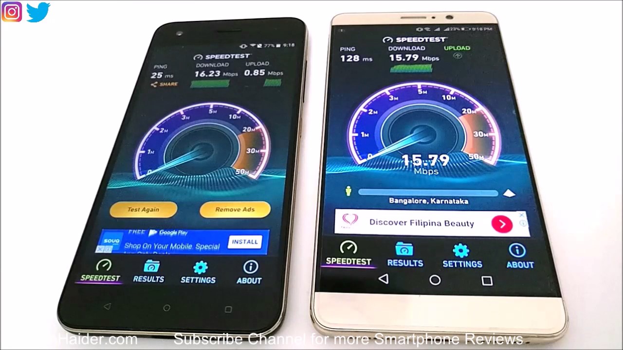 Huawei Mate 9 vs HTC Desire 10 Pro - Internet Speed Test