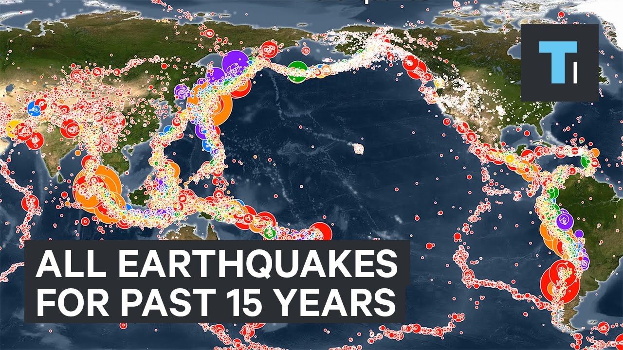 Animated map: all earthquakes of the past 15 years