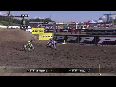 Clement Desalle passes Jeremy Van Horebeek MXGP of Switzerland presented by iXS - motocross