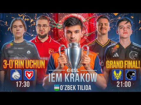 GRAND FINAL | Spirit vs Mouz - 3-o'rin uchun,  Vitality vs Furia | IEM KRAKOW 2026  | O'zbek tilida