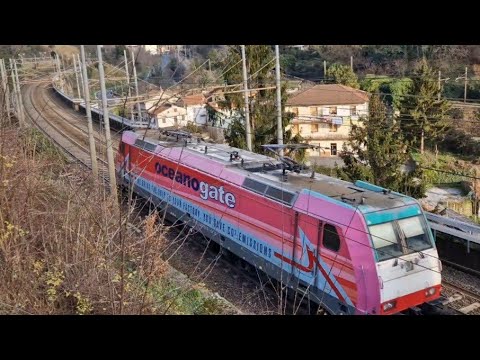 RECORD 10 STROMBAZZATE X UN TRENO MERCI E483 217AKIEM in 1 ora di Orologio a Pile di Mignanego (Ge)