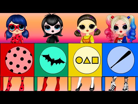 Ladybug, Squid Game Doll, Harley Quinn and Mavis Clothes Switch Up - DIY Paper Dolls & Crafts