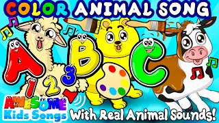 ABC Animals Song for Kids! Colors, Numbers, Real Animal Sounds | Preschool Fun #AwesomeKidsSongs