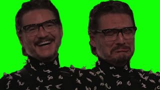 Pedro Pascal happy then sad meme green screen