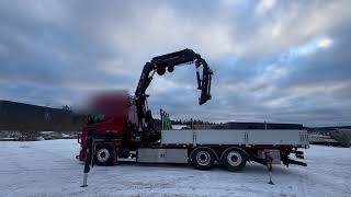 Scania R500 6x2 kranbil m/ 47 t/m Hiab kran med jibb fladvogn lastbil | Billede 4 - Autoline