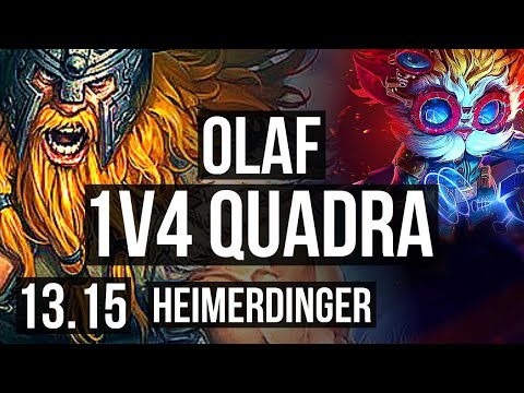 OLAF vs HEIMERDINGER (TOP) | 1v4 Quadra, 14 solo kills, 500+ games | EUW Master | 13.15