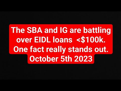 SBA and Inspector General (IG) Fighting over EIDL under $100K. One interesting fact came to light