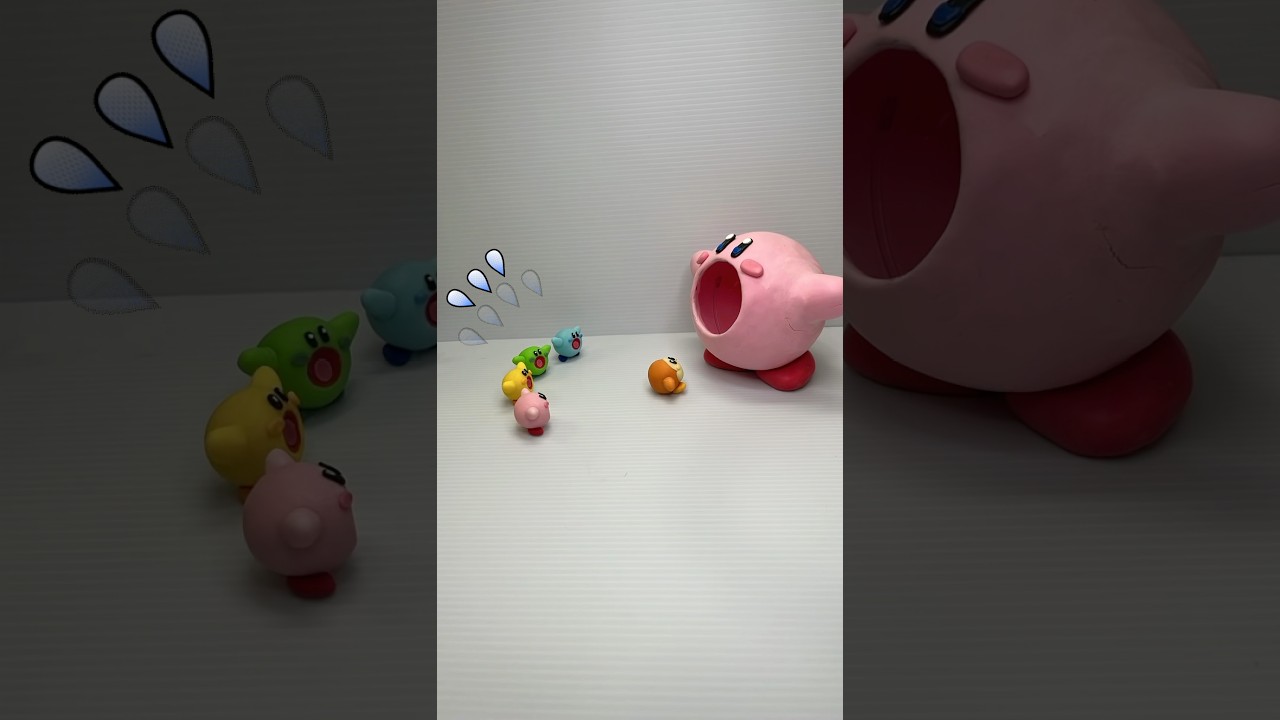 【粘土×コマ撮り】ミニカービィ達の吸い込み特訓パート3｜Mini Kirbys' Inhaling Training – Part 3