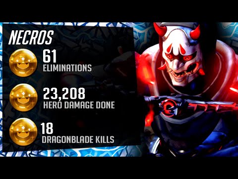 Necros The Most Dominant Genji Gameplay Ever! 61 elims! [ Overwatch Season 34 Top 500 ]