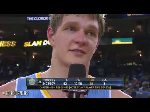 Timofey Mozgov says he loves rebound after he scores 93 points and gets 29 rebounds.