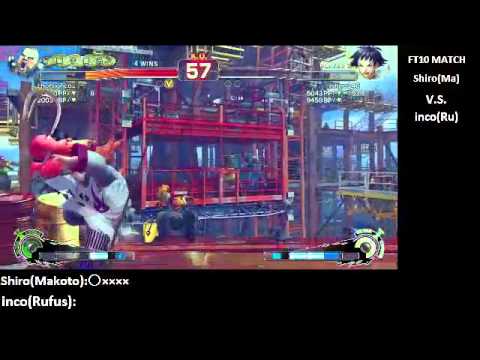 SSF4 AE 2012: Shiro (Makoto) vs Inco (Rufus) - FT10 Endless Battle