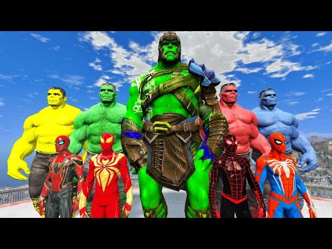 HULK SMASH | TEAM SPIDERMAN VS TEAM HULK AND GLADIATOR HULK - GTA 5 EPIC BATTLE