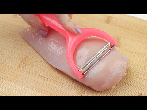 , title : 'Ein Trick mit dem Gemüseschäler! Tolles Rezept mit Hähnchenbrust, ohne Backofen ASMR'