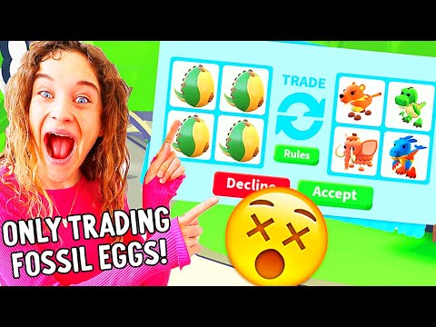 ONLY TRADING FOSSIL EGGS IN ADOPT ME (Most Trades Wins)