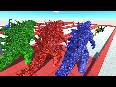 X3 GODZILLA DEATH RUN ATTACK - Animal Revolt Battle Simulator