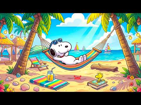 Snoopy's Lazy Beach Hammock 🌴🍹 Smooth Jazz Music for Good Vibes & Chilling 🎶✨