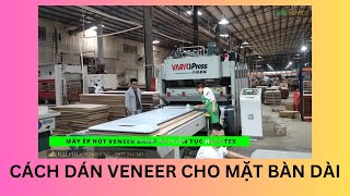 Máy hút ép 3D dán Veneer băng tải Holztek. Dán veneer cho mặt bàn dài!